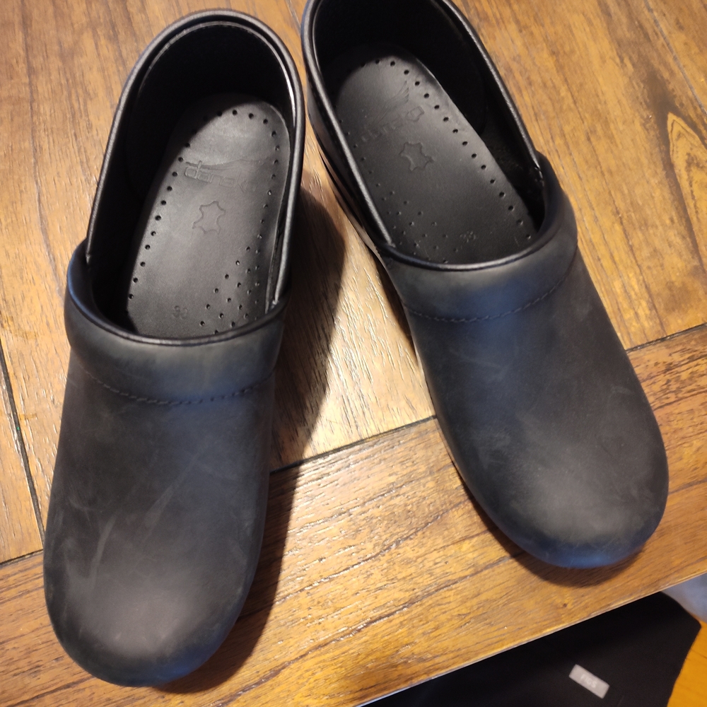 Dansko Charcoal Leather Clogs